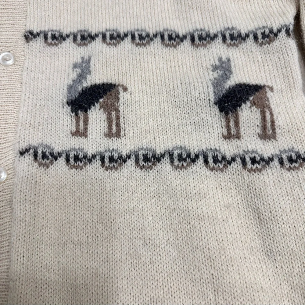 Vintage Men’s Crème Cardigan With Llama Design SZ Large Grandpacore Winter Wear